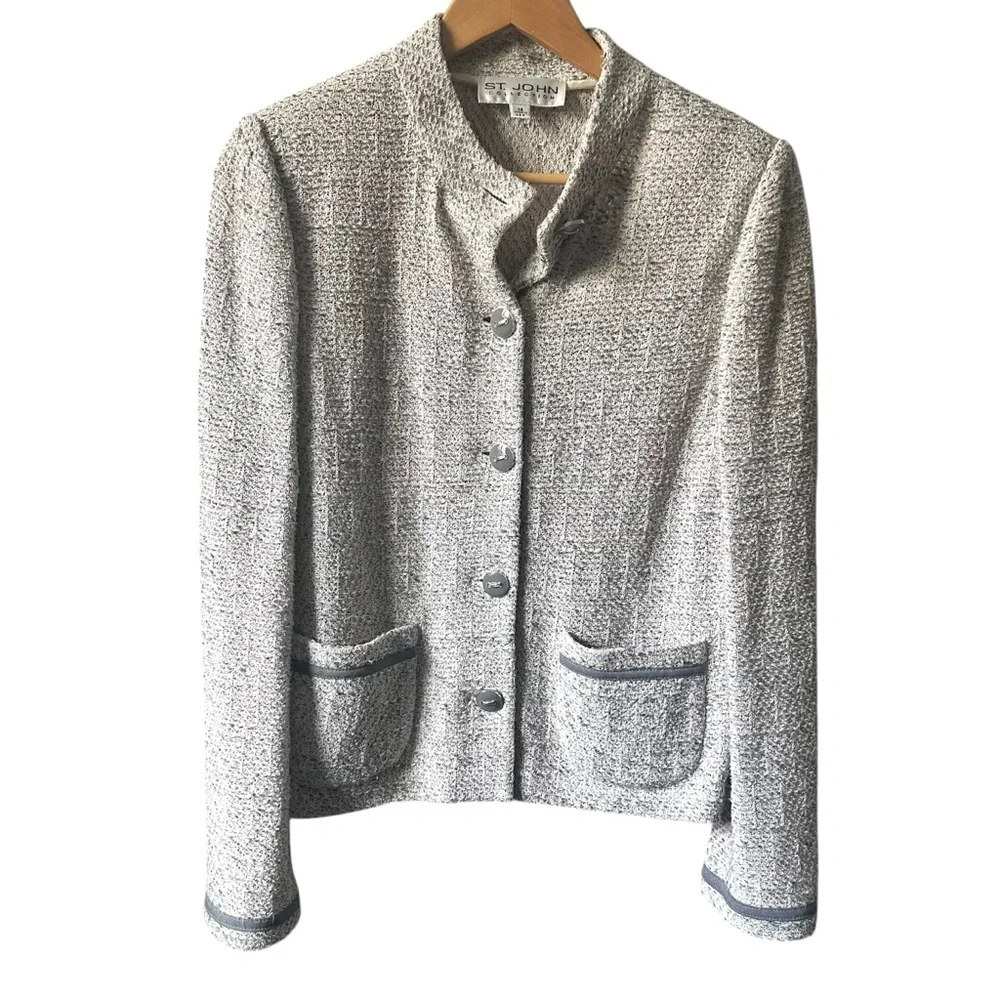 St John Collection Knitted Jacket Cream Size 14 Wool - Picture 1 of 8